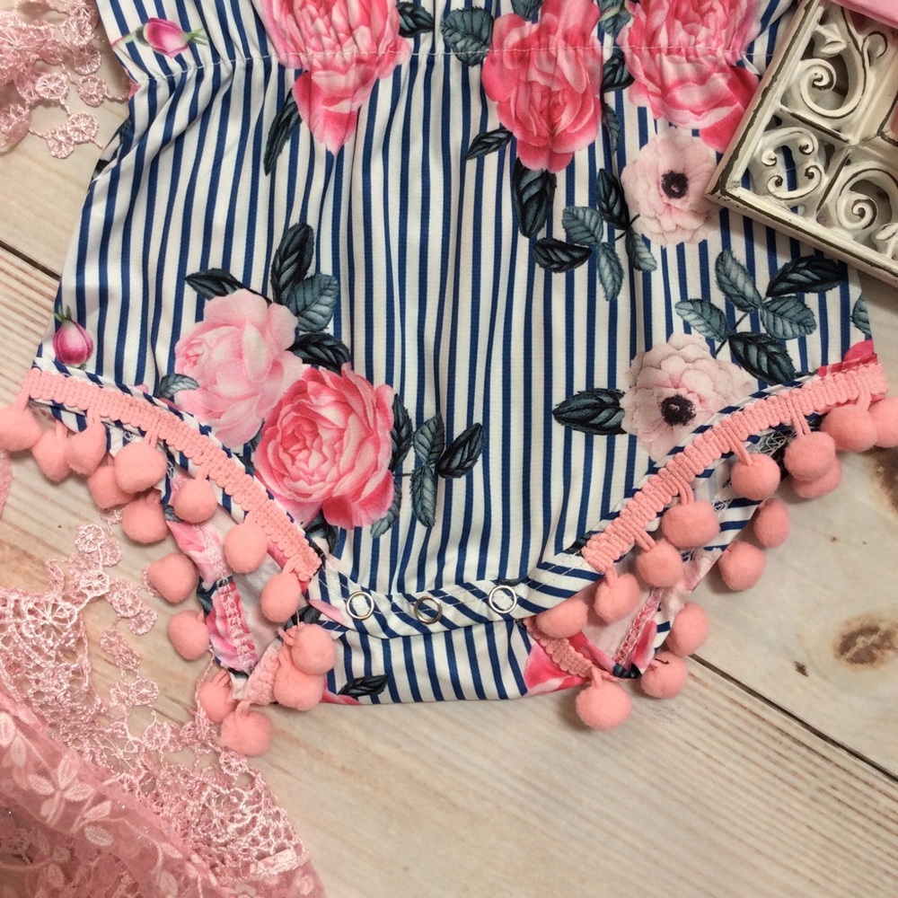 Boutique Baby Girls Floral Romper & Headband - Picture 3 of 4